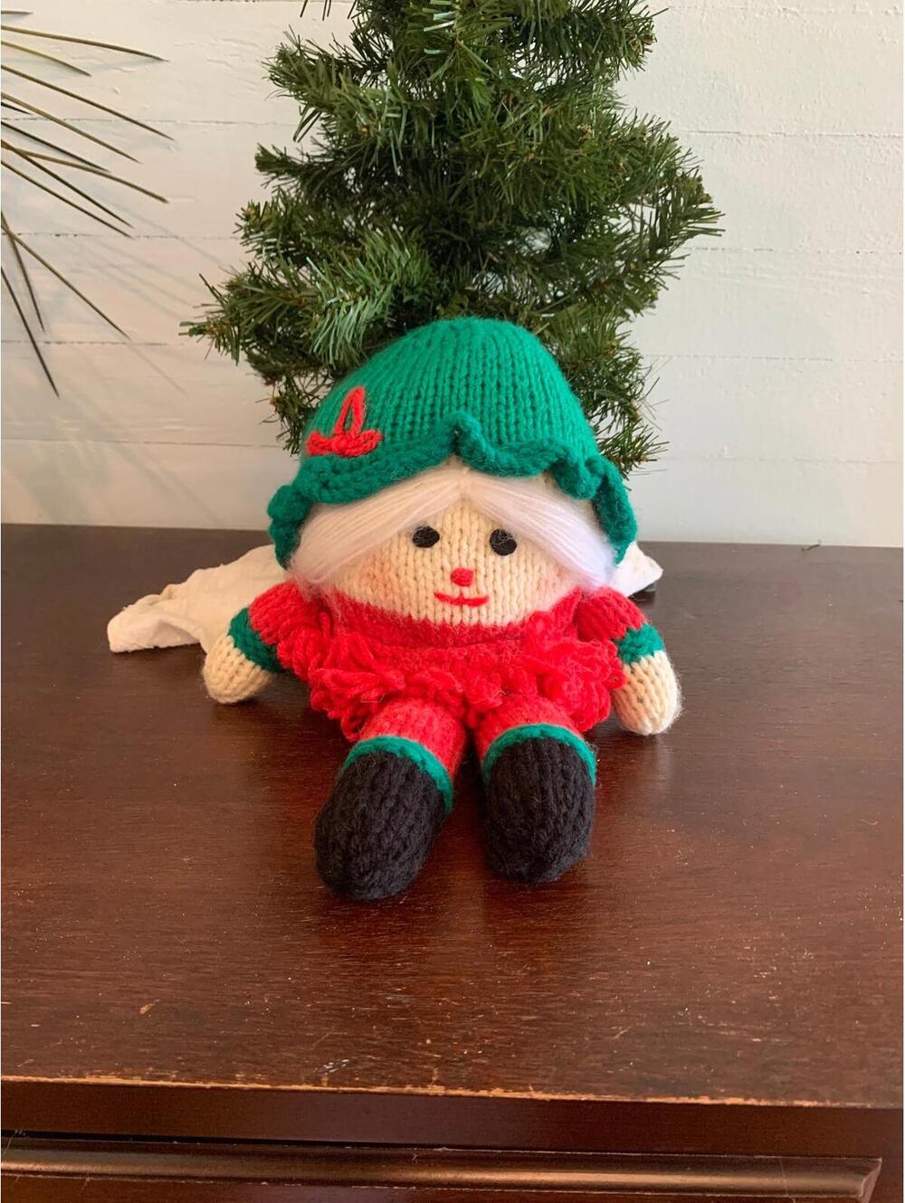 Vintage Christmas Girl Crocheted Doll